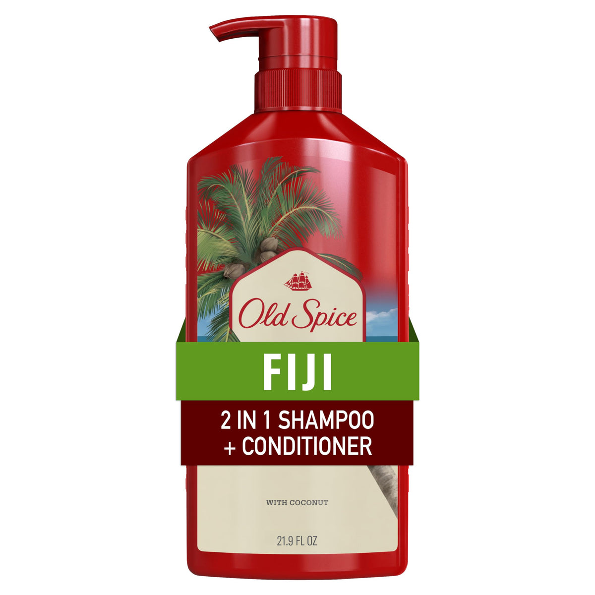 Old Spice Fiji front packaging showing bottle and label, brand promises freshness