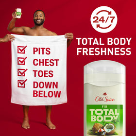 Old Spice Fiji stick close-up texture illustrating smooth glide and easy spread