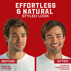 Old Spice styled dry hair showing defined, low-shine finish