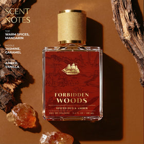 Old Spice Forbidden Woods close-up cap and nozzle ready for precise sprays