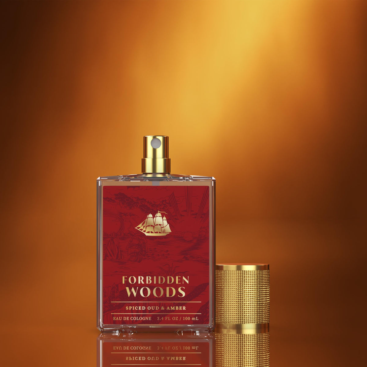 Old Spice Forbidden Woods glass color and texture conveying premium feel
