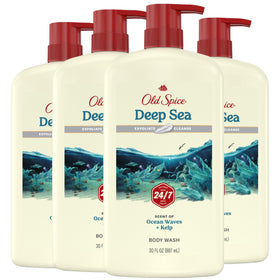 Old Spice front bottle showing label and long-lasting ocean scent benefit