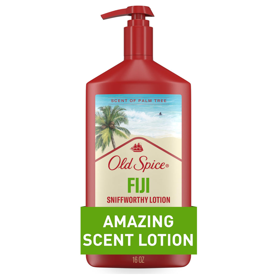 Old Spice front bottle showing Fiji scent and fast hydration benefits