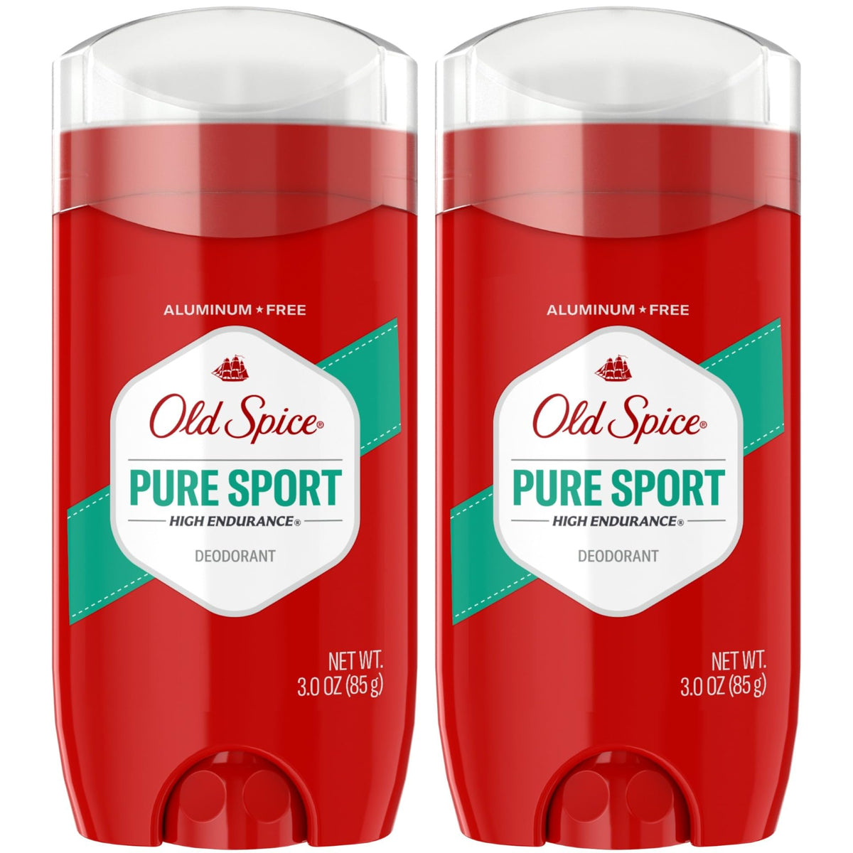 Old Spice front packaging showing Pure Sport scent and benefit of long-lasting freshness