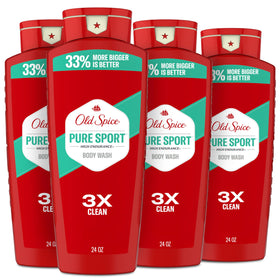 Old Spice front packaging showing Pure Sport scent and benefits