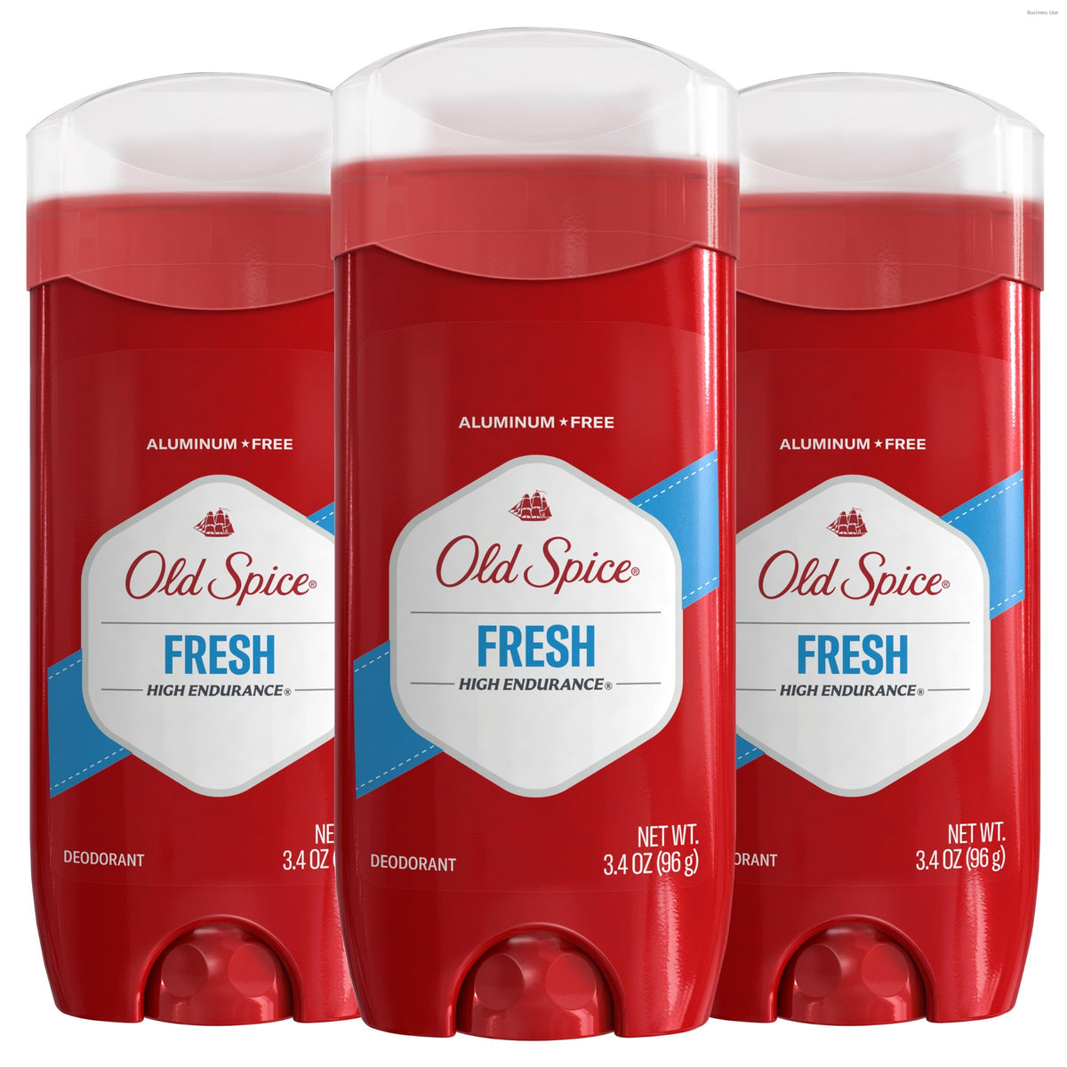 Old Spice front packaging showing stick and Fresh scent, clear application benefit