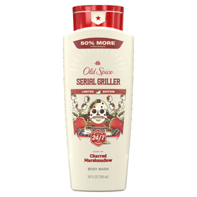 Old Spice front packaging showing Serial Griller bottle and bold branding benefits