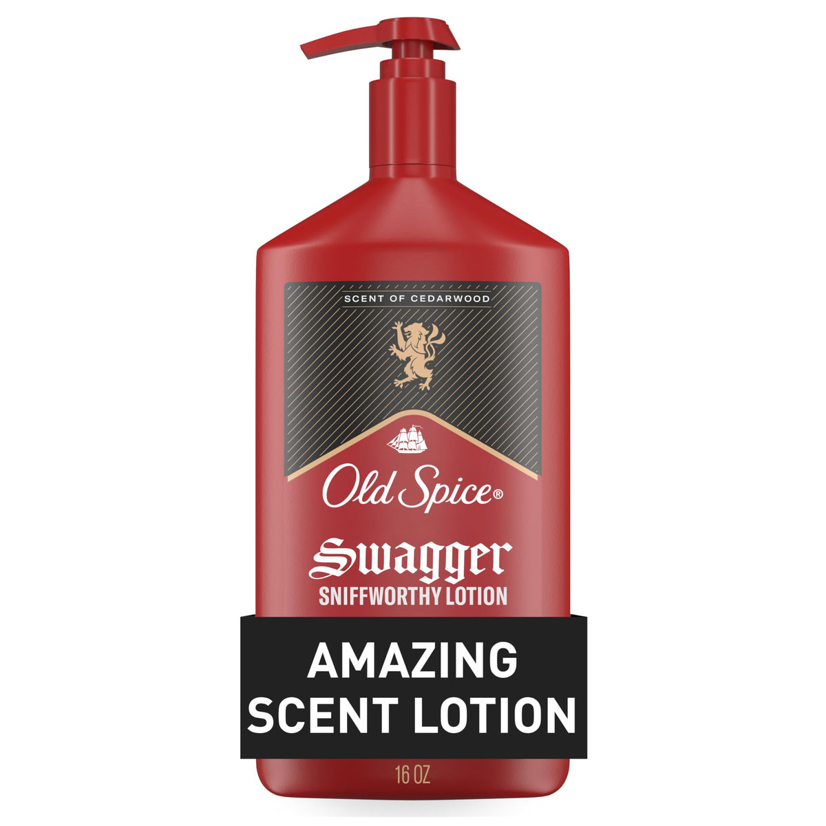 Old Spice front pump bottle showing product and branding for easy identification