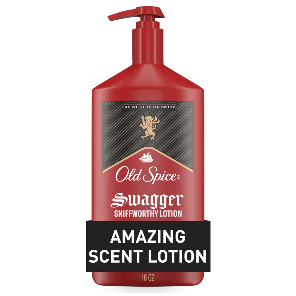 Old Spice front pump bottle showing product and branding for easy identification