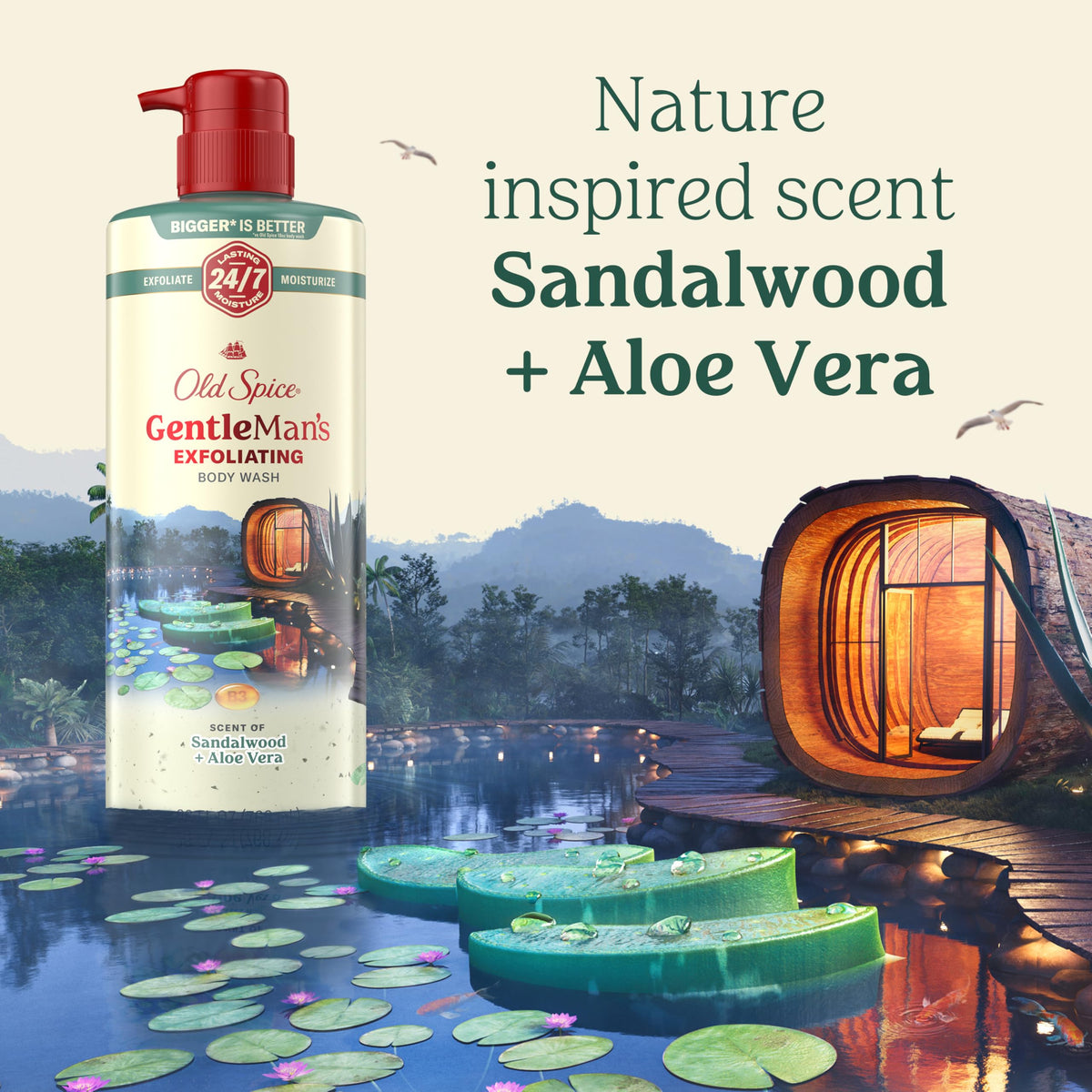 Old Spice bottle back label showing ingredients and paraben-free claim
