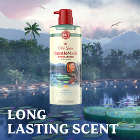 Old Spice 26 oz bottle beside hand showing size and long-lasting supply