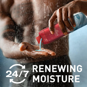 Old Spice creamy lather closeup demonstrating rich hydration and foam