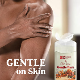 Old Spice GentleMan's on bathroom shelf with towel, suggests daily grooming use