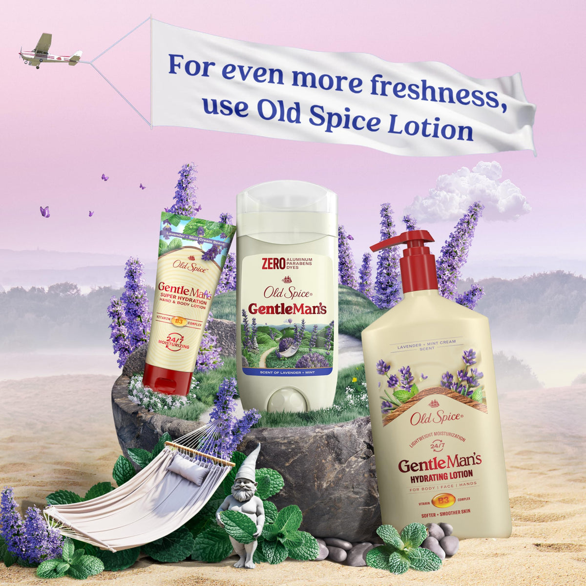 Old Spice GentleMan's lavender and mint visual suggesting clean refreshing scent