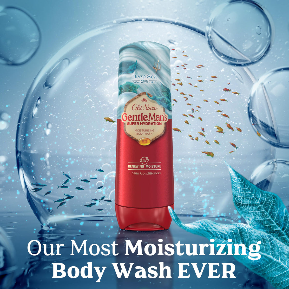 Man using Old Spice body wash in shower showing practical daily use