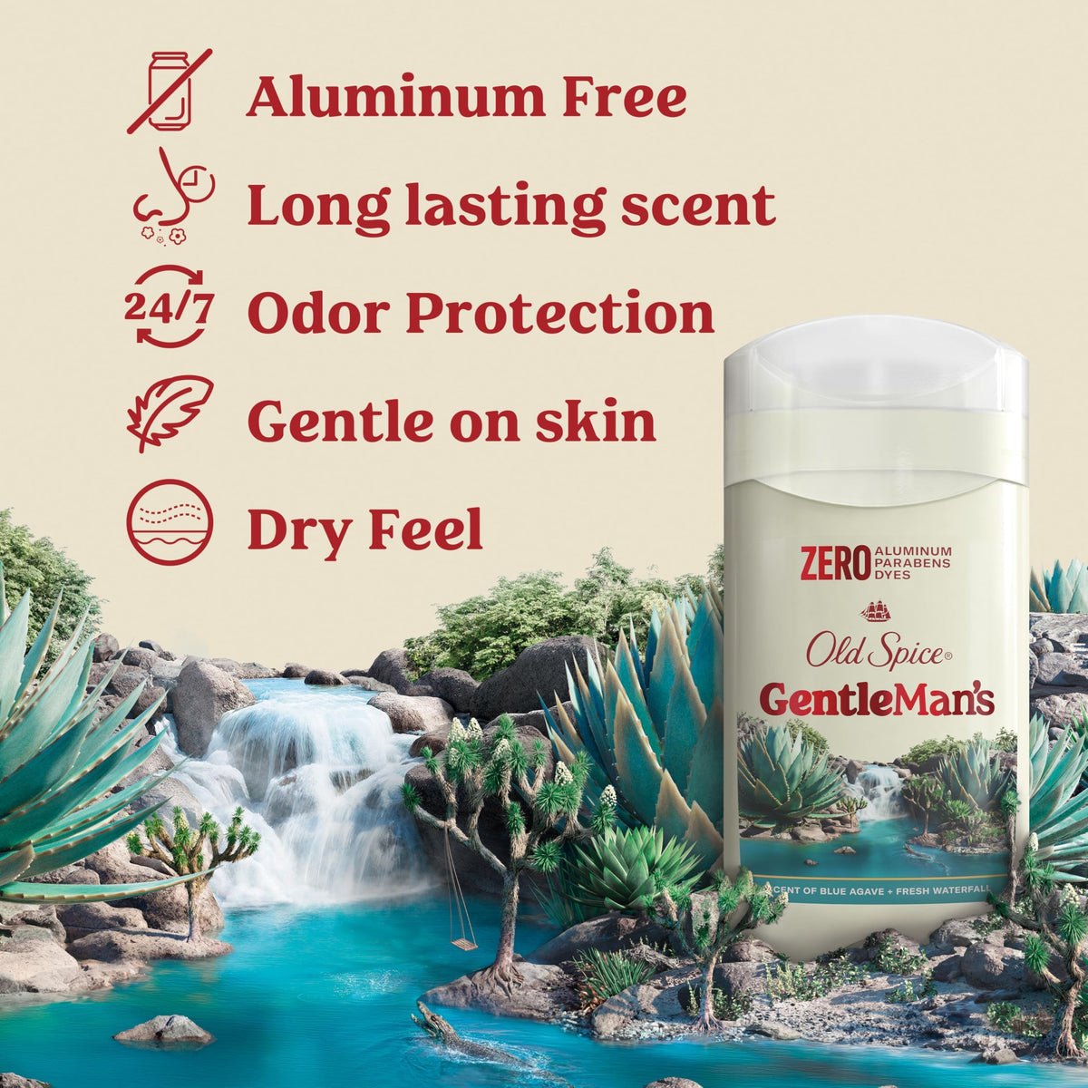 Old Spice open stick showing dry feel texture and easy application