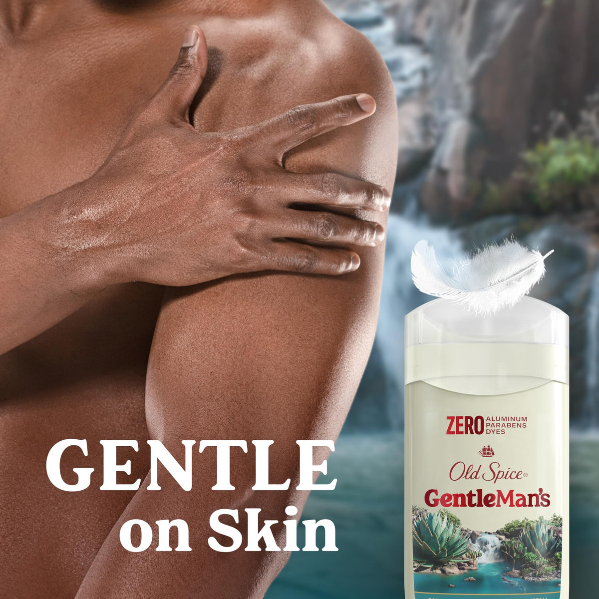 Old Spice on shower shelf with body wash suggesting coordinated routine