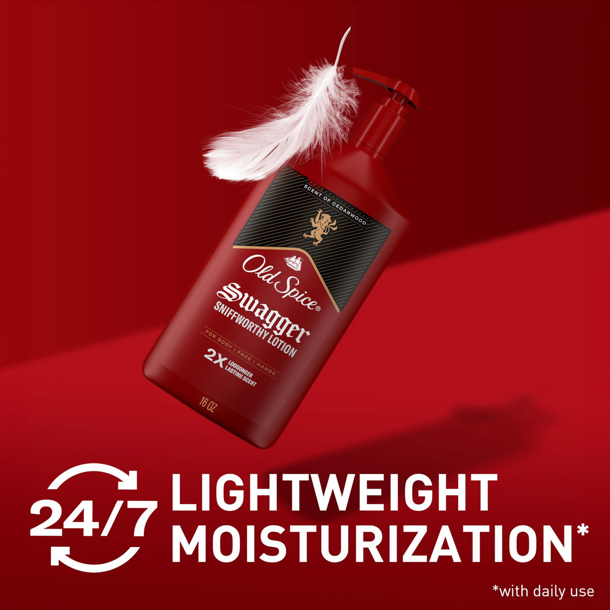 Person applying Old Spice lotion to hands to show quick hydration benefit