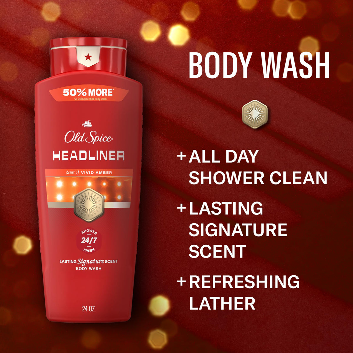 Old Spice Headliner back label with ingredient list and directions