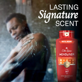 Old Spice Headliner fragrance notes depicted with black currant leather amber