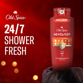 Old Spice Headliner pump dispensing rich lather for effective cleansing