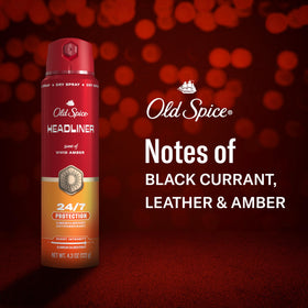 Old Spice Headliner being sprayed underarm demonstrating all-day protection