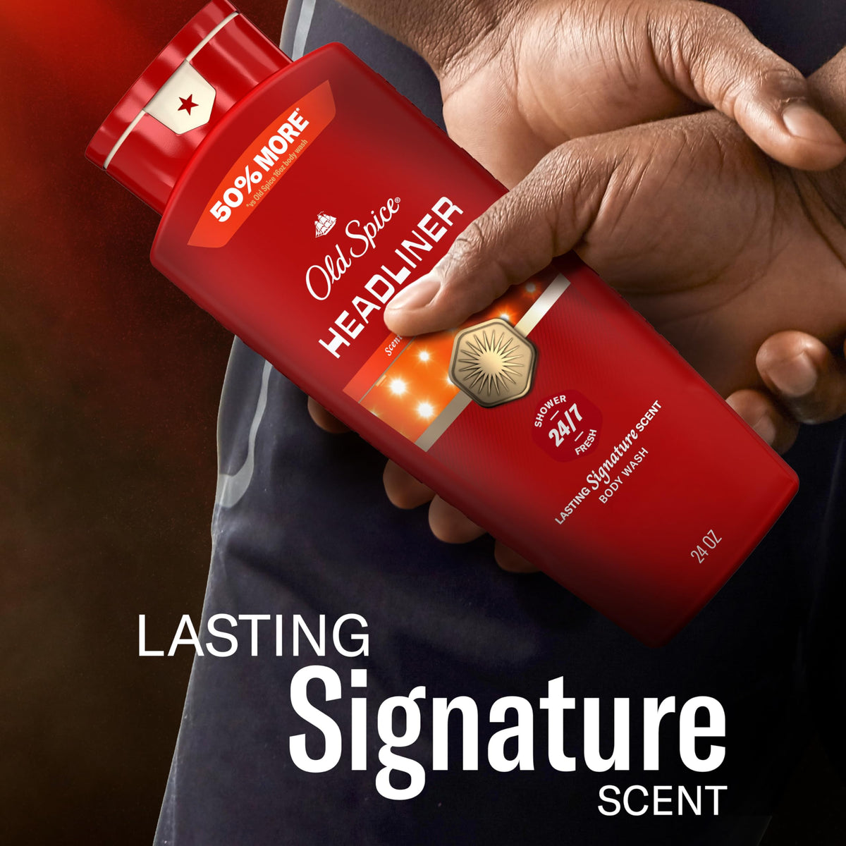Old Spice Headliner bottle staged in gym bag for travel-ready freshness