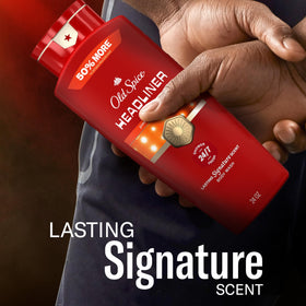 Old Spice Headliner bottle staged in gym bag for travel-ready freshness