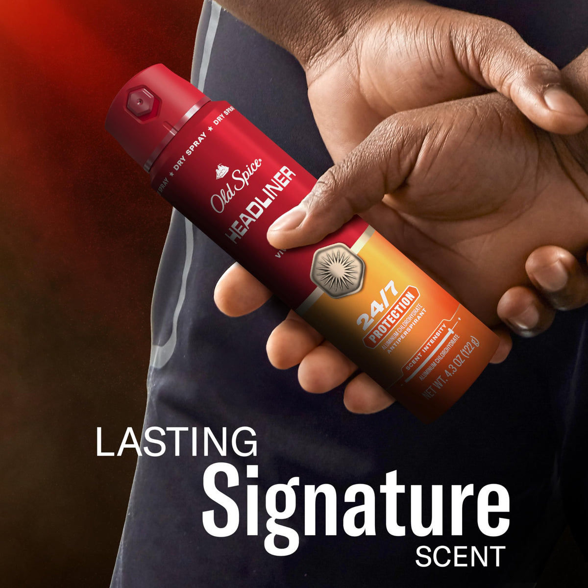 Old Spice Headliner packaging focus suggesting responsible material choice benefit