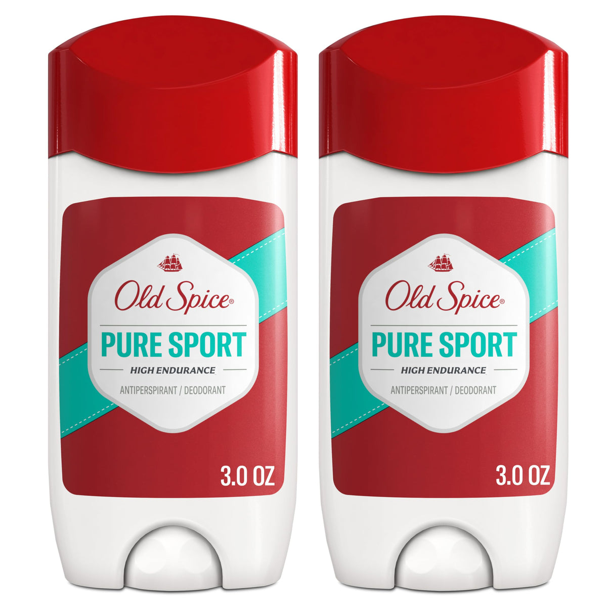 Old Spice front pack showing Pure Sport scent and benefit of long-lasting protection