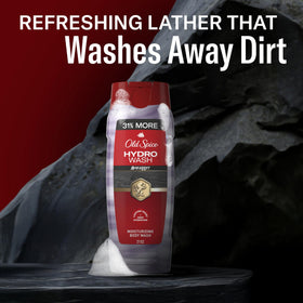 Old Spice in-shower usage demonstrating quick cleanse and hydration benefit