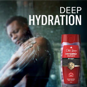 Old Spice ingredient label close-up displaying key moisturizing components for transparency