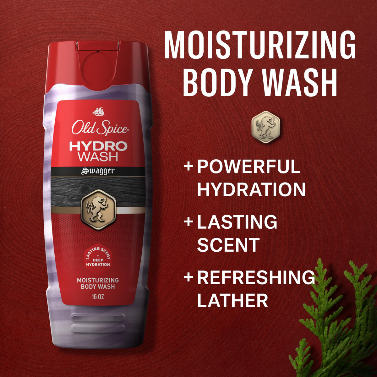 Old Spice pump close-up highlighting easy dispensing and shower convenience