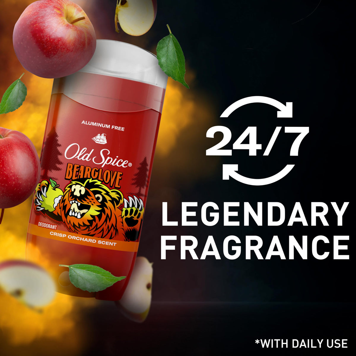 Old Spice on bathroom counter conveying daily routine freshness benefit