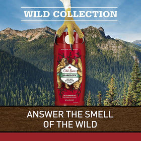 Old Spice in-shower use with bottle and suds demonstrating easy application benefit