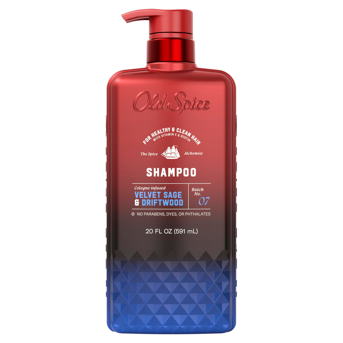 Old Spice ingredients panel close-up showing vitamin E and biotin benefits