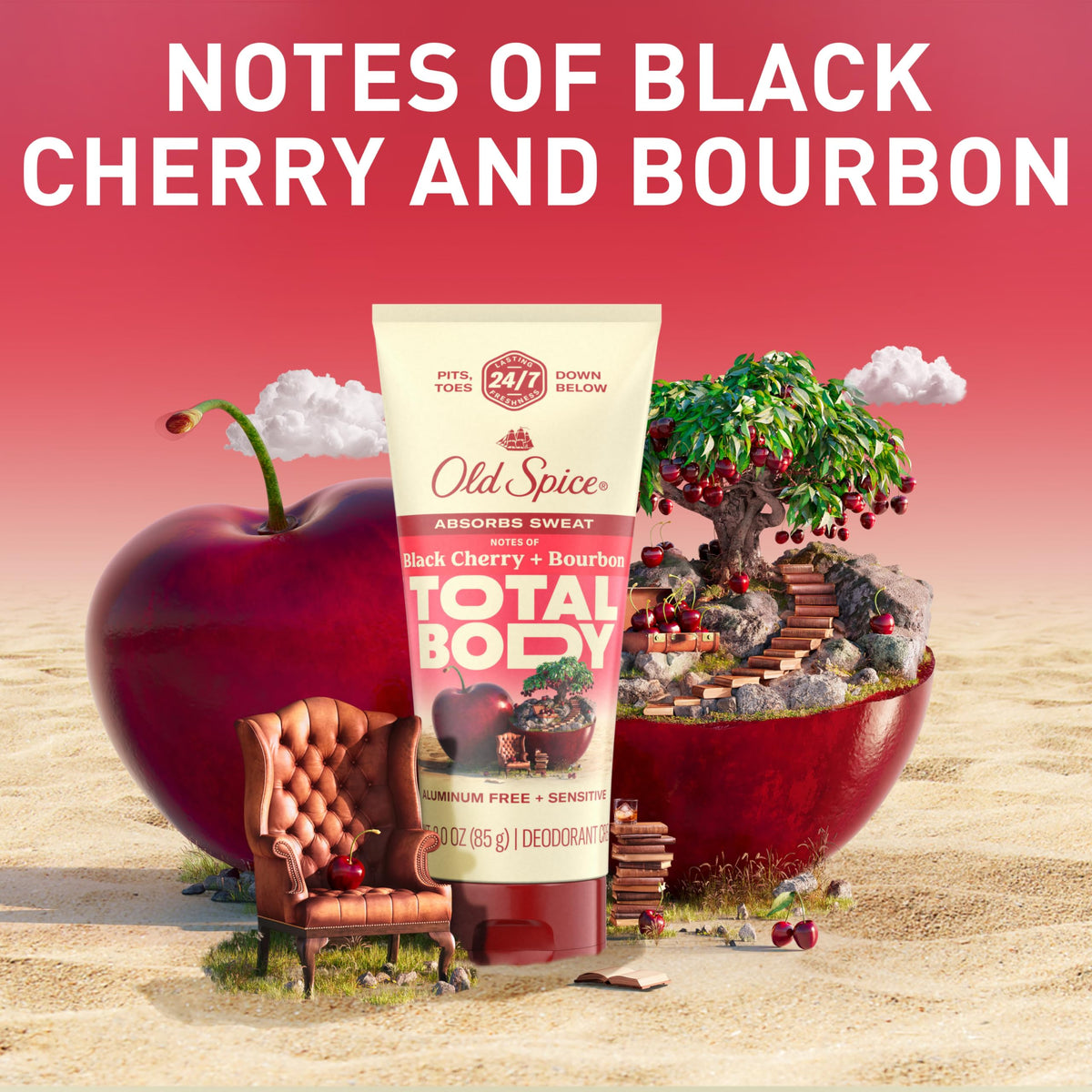Old Spice ingredients label close-up emphasizing aluminum-free formulation