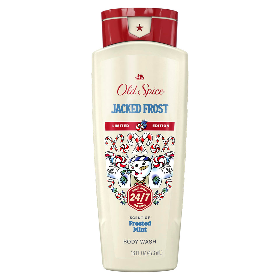 Old Spice Jacked Frost front packaging showing bold frosted mint label and festive design