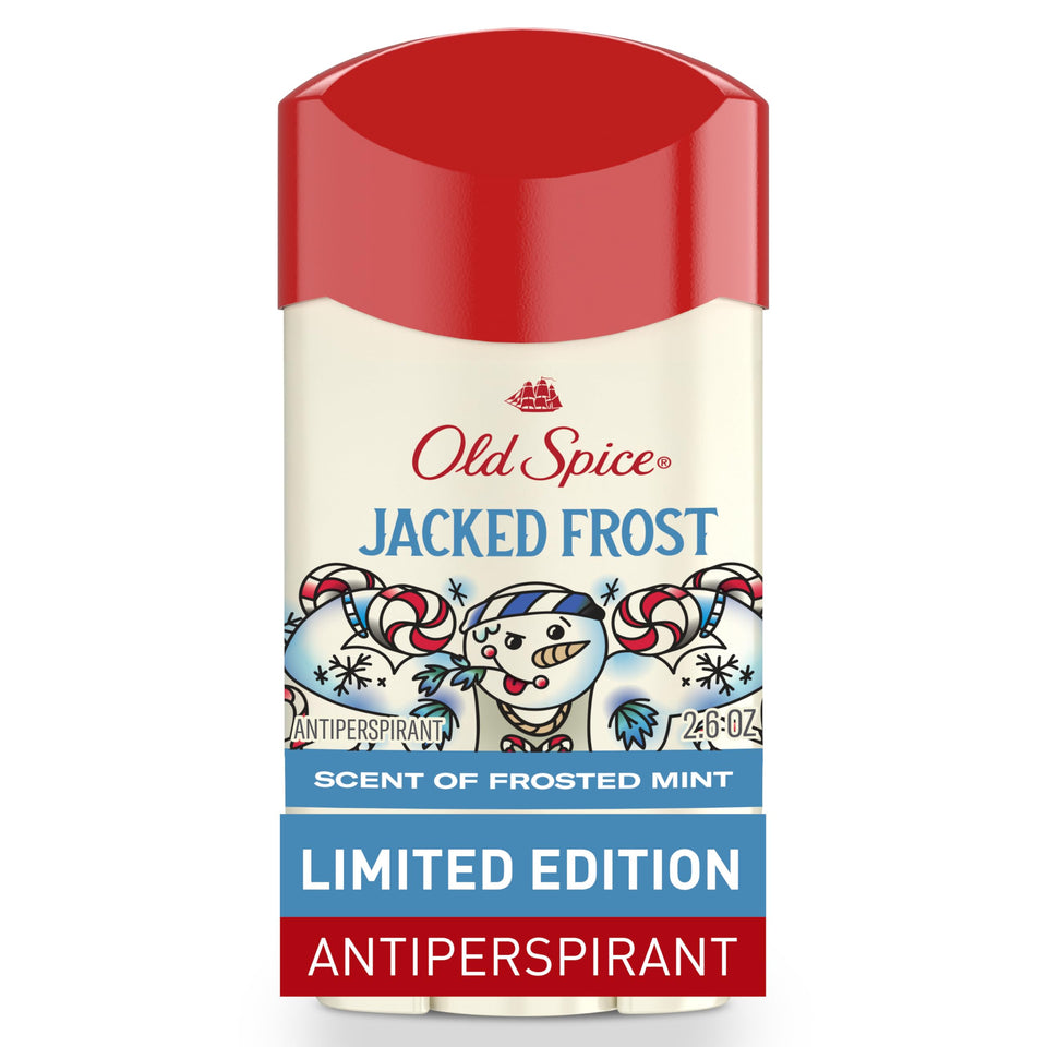 Old Spice Jacked Frost front packaging showing limited-edition design and Frosted Mint scent benefit