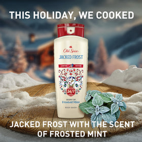 Old Spice Jacked Frost in shower lifestyle image refreshing skin with cool mint fragrance