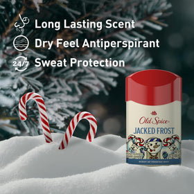 Old Spice antiperspirant stick twisted open highlighting application ease and mess-free control benefit