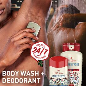 Old Spice Jacked Frost creamy foam texture close-up demonstrating rich lather
