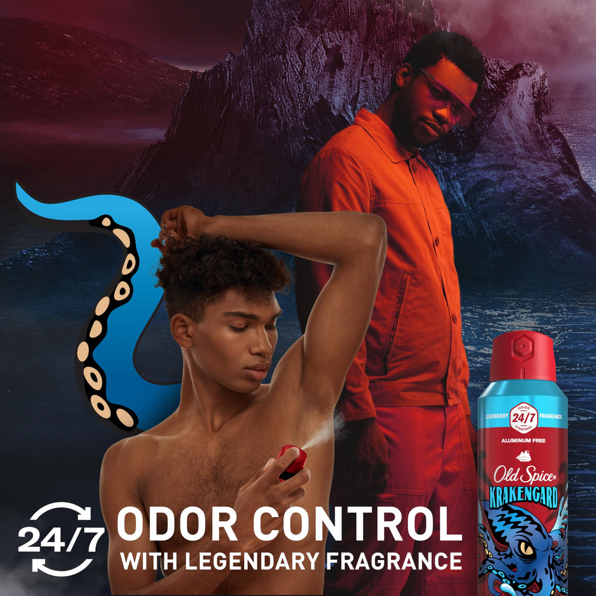 Old Spice Krakengard aerosol nozzle detail for easy quick-dry application benefit