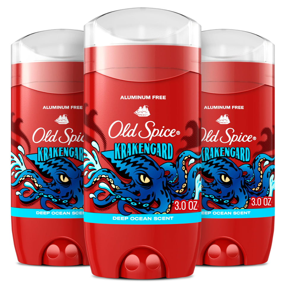 Old Spice Krakengard front packaging showing bold branding and scent benefit