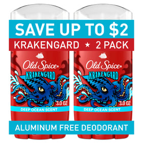 Old Spice Krakengard front packaging showing deep ocean scent and two-pack convenience