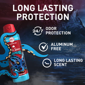 Old Spice Krakengard label closeup highlighting aluminum-free and Re-Fresh benefit