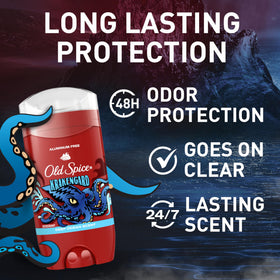 Close-up of Old Spice Krakengard stick texture illustrating smooth, clear application