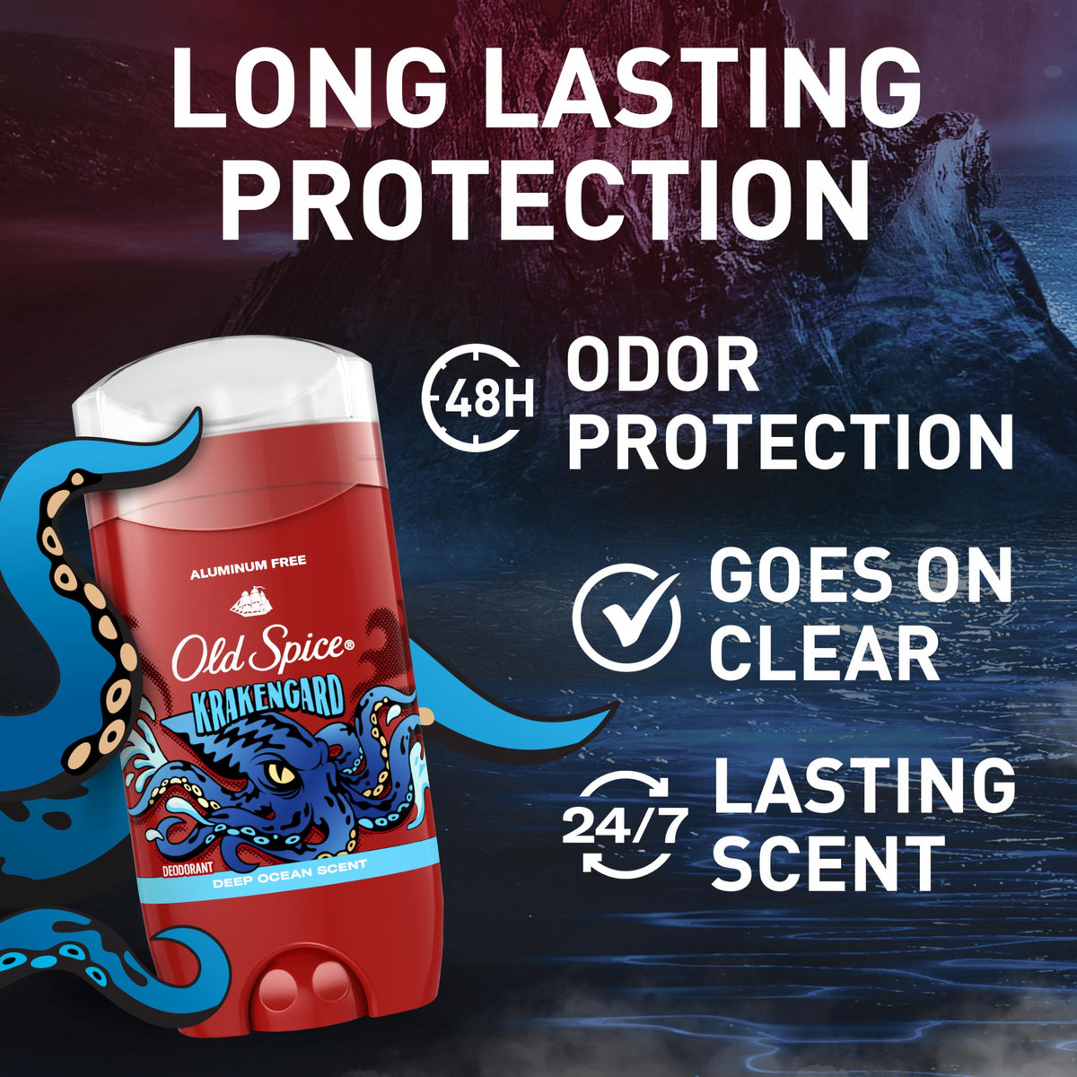 Old Spice Krakengard stick open close-up demonstrating smooth glide benefit
