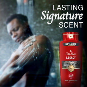 Close-up of Old Spice lather texture highlighting moisturizing, gentle clean