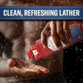 Old Spice foam on hands showing quick lather and effective cleaning
